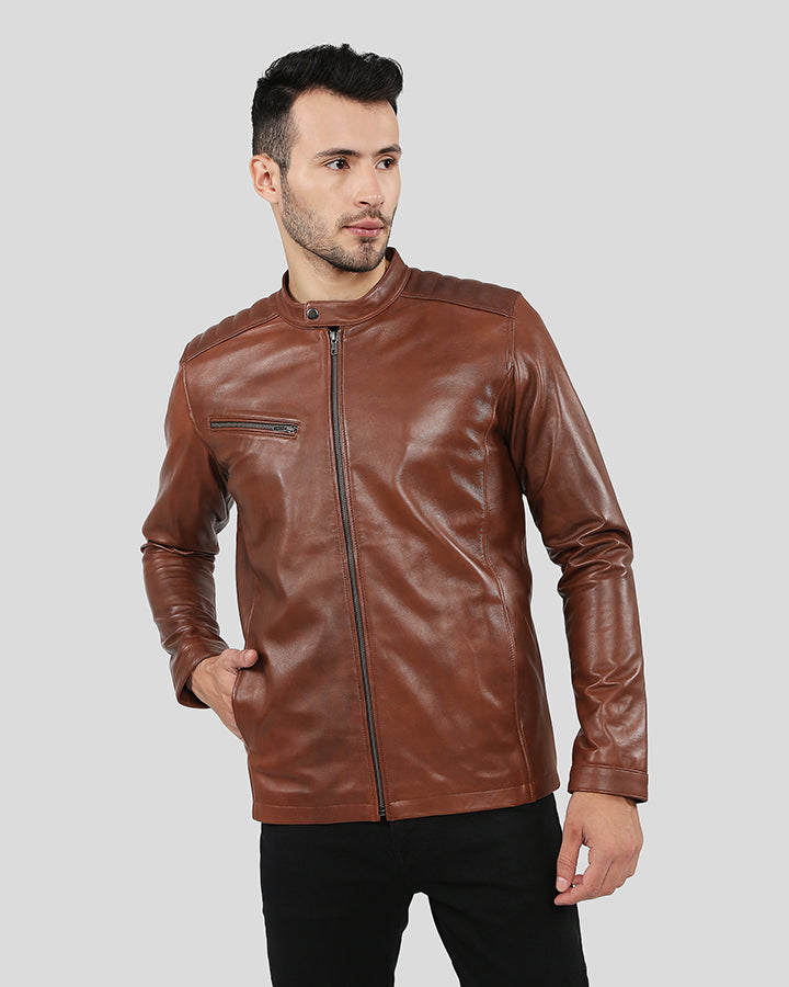 OLLIE BROWN RACER LEATHER JACKET - Motogpsuits